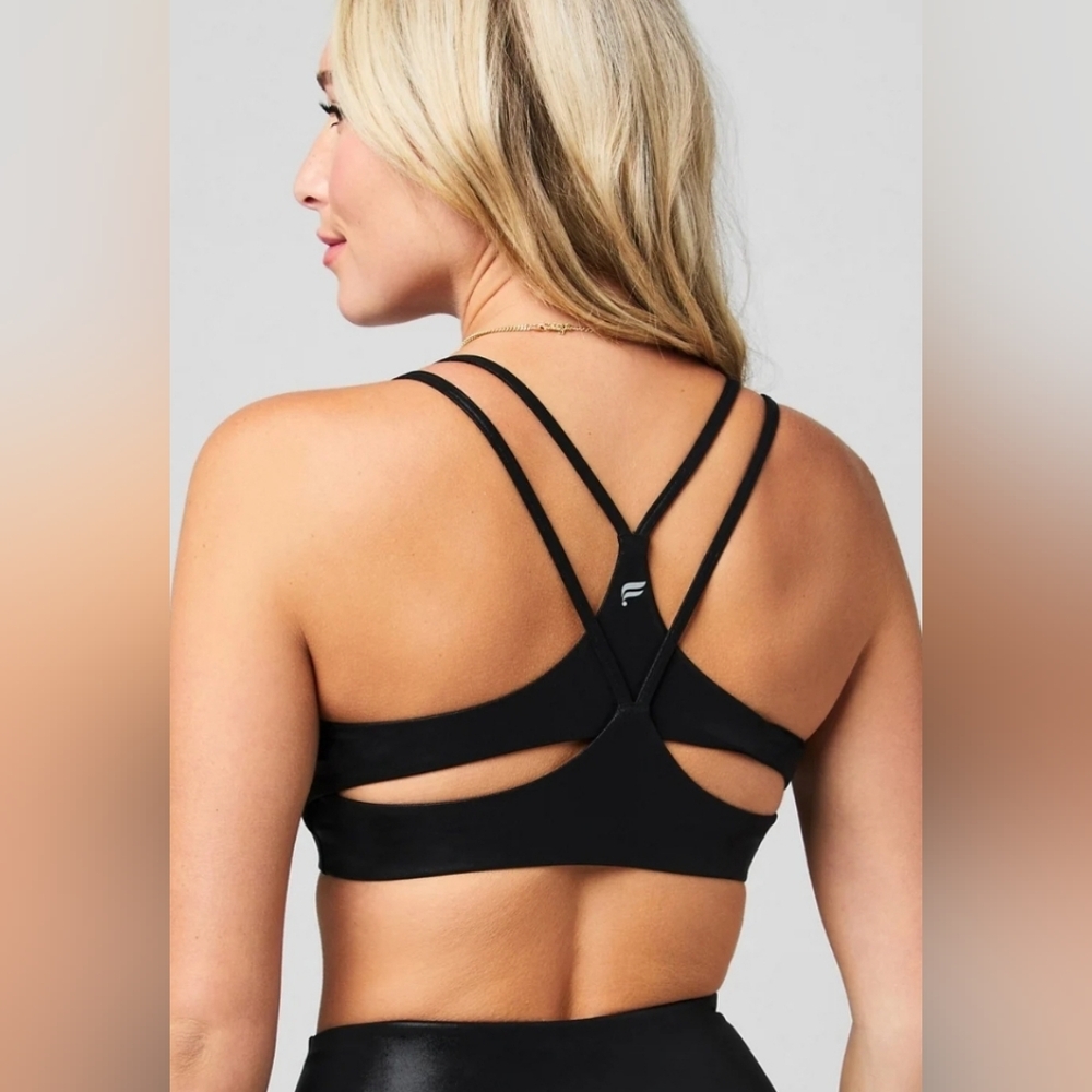 NWT Fabletics Principal Motion365+ Low Impact Bra Black Shine Size XL - Picture 2 of 3